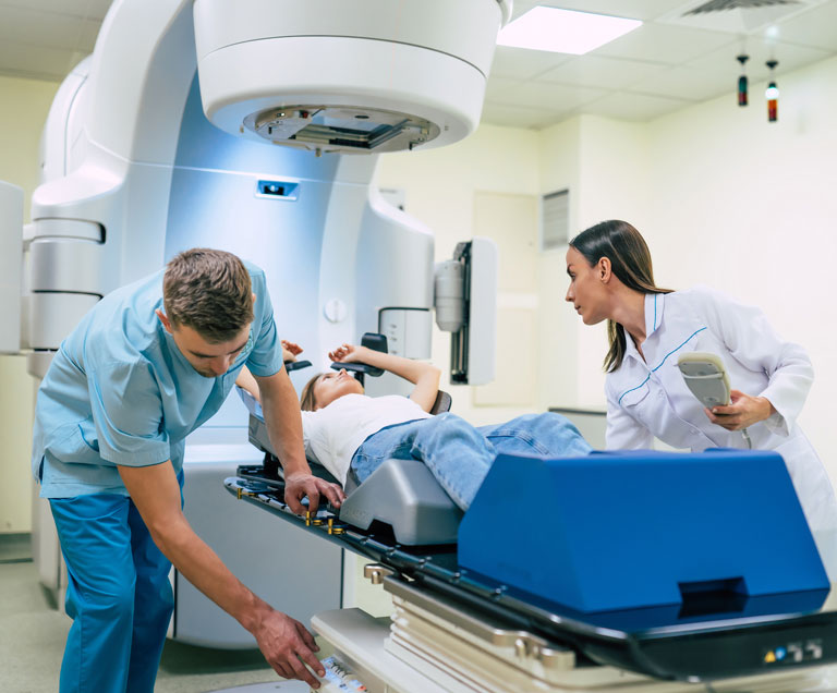 A person about to have a radiation treatment