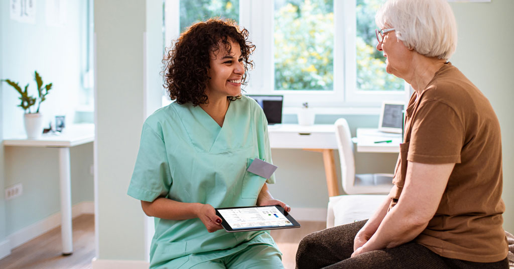 A patient talking to a doctor