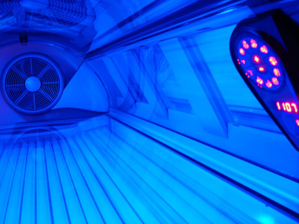 Inside of tanning bed